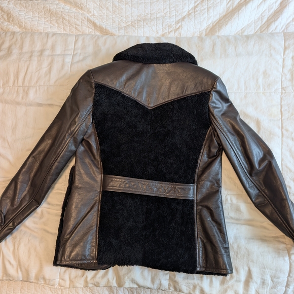 NWOT A.P.C. Brown Leather Jacket with Shearling Accents - Picture 5 of 8